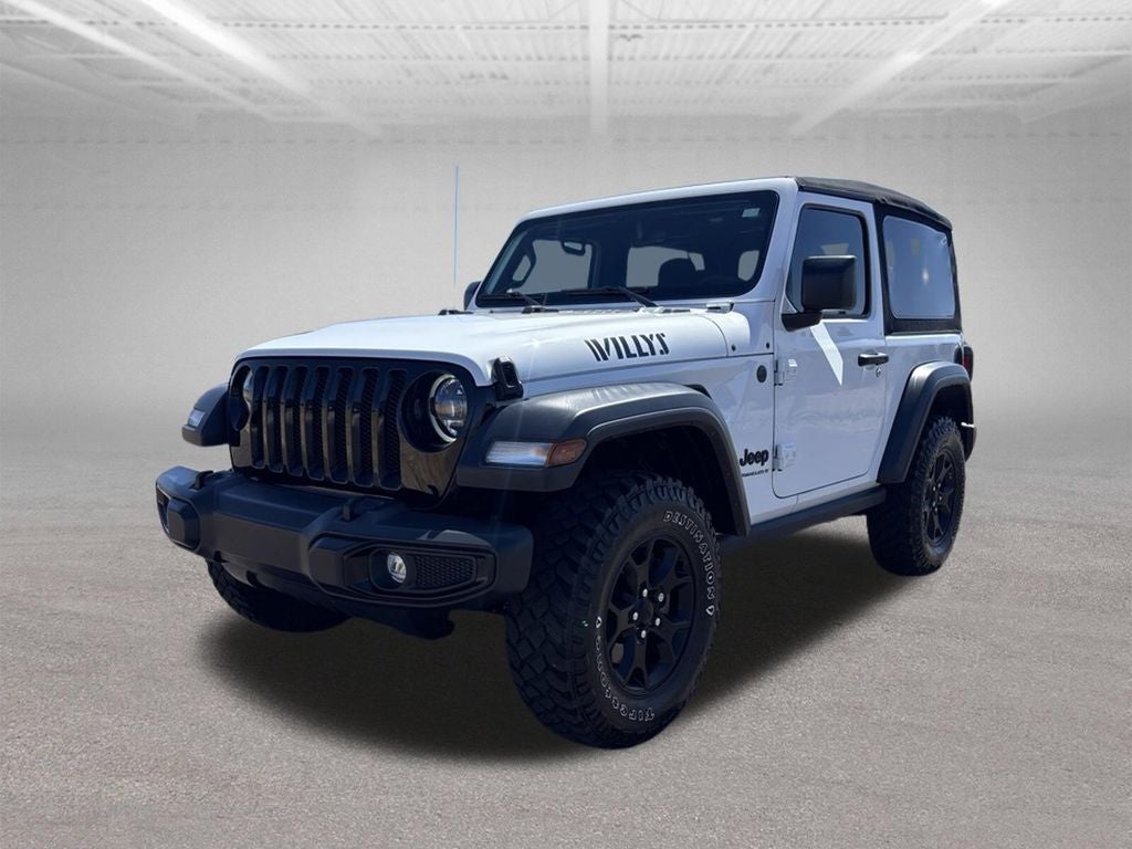 2023 Jeep Wrangler Willys in Bright White Clearcoat — front three-quarter view